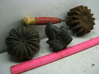 Two Bronze/one Cast Iron Flower Molds,  No Bottoms Make Your Own Castings
