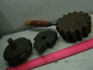 TWO BRONZE/ONE CAST IRON FLOWER MOLDS,  NO BOTTOMS MAKE YOUR OWN CASTINGS 2