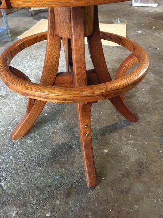 Vintage W.  H.  Gunlocke Workbench Industrial Stool Chair Wood Brown Leather 6