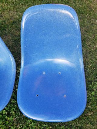 EAMES BLUE Shell Fiberglass Vintage HERMAN MILLER CHAIR Narrow Mounts Qty 2 2