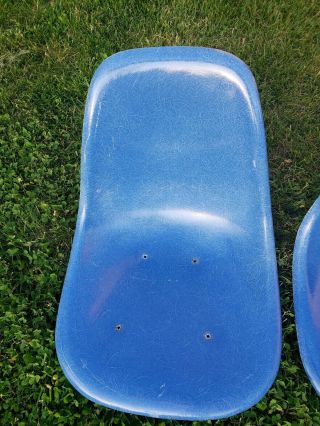 EAMES BLUE Shell Fiberglass Vintage HERMAN MILLER CHAIR Narrow Mounts Qty 2 4