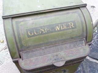Antique Victorian General Store Gunpowder Tin Advertising GB BG Master Box Vtg 2