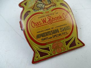 Antique Advertising Note Clip Holder Chas W Shonk Trays Chicago York Vintage 2