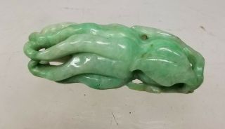 Antique Chinese Apple Green Jadeite Jade Buddha Hand Citron Carving Fruit 3