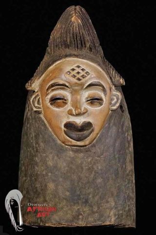 Hand Carved Punu Okuyi Mask w/ Custom Stand 13 