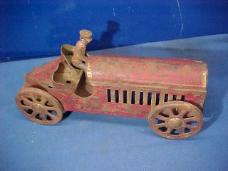 Early 20thc Schieble Tin Litho Hill Climber Toy Boat Tail Race Car W Driver