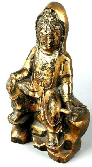 Rare Large Statue 19th Century Chinese Copper Buddha Tibet Marked Copper Base