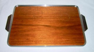 Chase Vintage Art Deco Large Serving Tray W/chrome & Wood (17.  75 " X12 ") U.  S.  A.