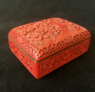 Chinese Carved Cinnabar Covered Box