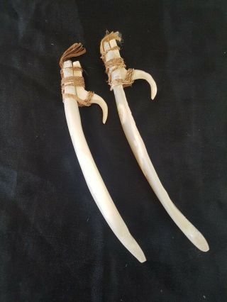 Tribal Polynesian Pacific Island Hawaiian MOP fishing hook or lure Bone Antique 9