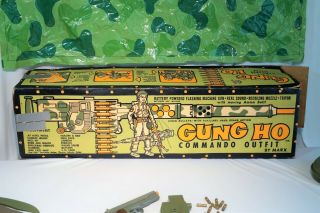 Vintage 1960s GUNG HO Commando Outfit by Marx Toy Machine Gun,  Box,  More RARE 5