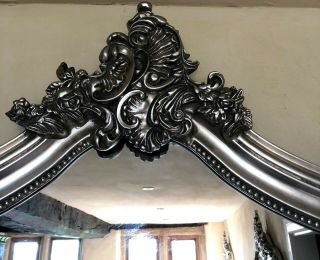 Antique Silver French Vintage Period Over mantle Scroll Top Arched Wall Mirror 5