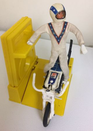 Evel Knievel Stunt Cycle Set 1970’s Vintage Toy W/ Launcher