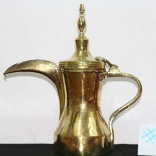 Antique 12.  20 " Baghdad Arab Islamic Brass Copper Dallah Bedouin Coffee / Tea Pot