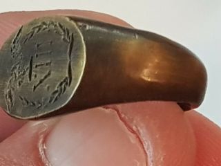 FANTASTIC EXTREMELY RARE ANCIENT ROMAN BRONZE SEAL RING/LEGION.  15.  5 GR.  21 MM 2