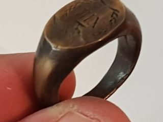 FANTASTIC EXTREMELY RARE ANCIENT ROMAN BRONZE SEAL RING/LEGION.  15.  5 GR.  21 MM 4