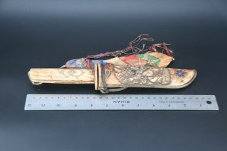 Old Mahakala Carved Antique Fighting Knife Tibetan Handmade Sword vintage Nepal 10