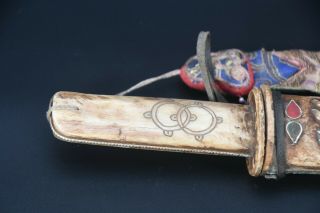 Old Mahakala Carved Antique Fighting Knife Tibetan Handmade Sword vintage Nepal 2