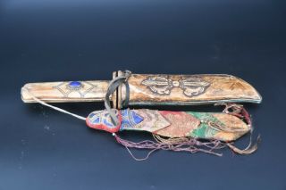 Old Mahakala Carved Antique Fighting Knife Tibetan Handmade Sword vintage Nepal 5