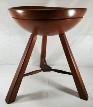 Vintage Mid - Century Wooden Dough Bowl On Legs