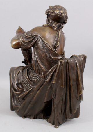19thC Antique H.  MOREAU French Bronze Sculpture Classical Woman w/ Pottery 10