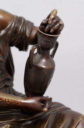 19thC Antique H.  MOREAU French Bronze Sculpture Classical Woman w/ Pottery 6
