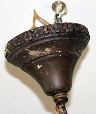 Antique Art Nouveau Metal Chandelier 5 Bulb Ceiling Fixture 11