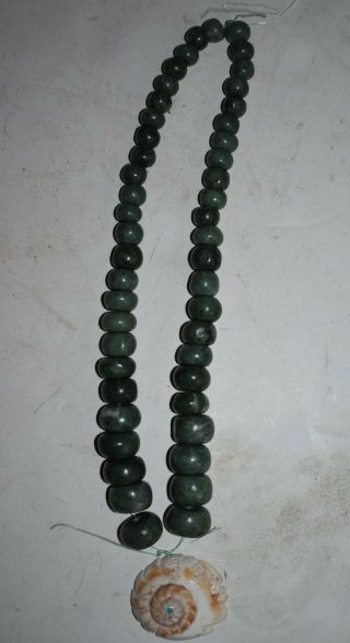 Orig $1099 Wow Pre Columbian Mayan Jade,  Shell Necklace 14in Prov