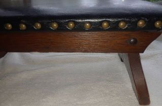 Rare ESTATE Find ANTIQUE Limbert Mission foot stool Signed - numbered - Leather 12