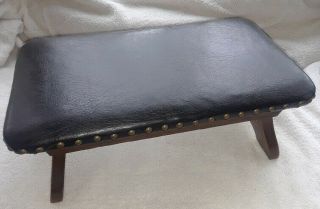 Rare Estate Find Antique Limbert Mission Foot Stool Signed - Numbered - Leather