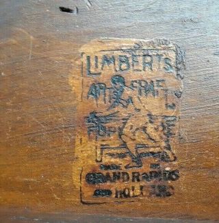 Rare ESTATE Find ANTIQUE Limbert Mission foot stool Signed - numbered - Leather 2