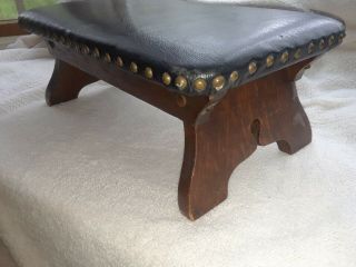 Rare ESTATE Find ANTIQUE Limbert Mission foot stool Signed - numbered - Leather 5