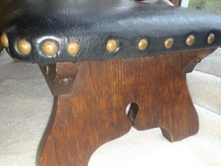 Rare ESTATE Find ANTIQUE Limbert Mission foot stool Signed - numbered - Leather 8