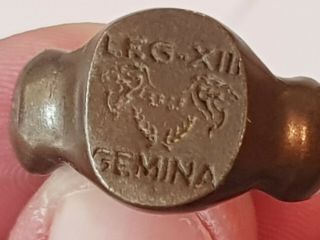 Extremely Rare Ancient Roman Bronze Seal Ring/legion 16,  5 Gr.  22 Mm