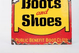 Vintage c1900 Benefit Boots and Shoes - Public Benefit Boot Co.  - Enamel Sign 8
