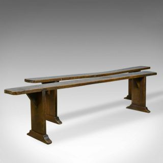 Antique Benches,  Victorian,  English,  Forms,  Oak,  Kitchen Dining,  C.  1900
