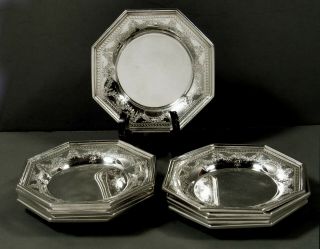 Durgin Sterling Nut Dishes (12) 1929 Hand Decorated - No Mono
