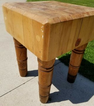 RARE Antique Vintage Solid Maple Butcher Block Table 24 