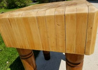 RARE Antique Vintage Solid Maple Butcher Block Table 24 