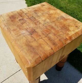 RARE Antique Vintage Solid Maple Butcher Block Table 24 