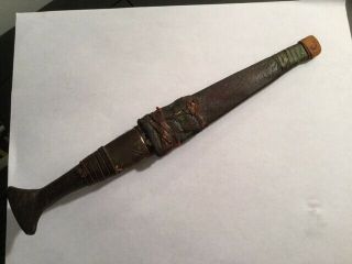 Vintage,  Age Unknown Tribal Dagger Knife & Scabbard 11 " Estate Find