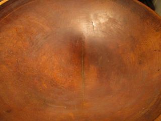 ANTIQUE VINTAGE LARGE PRIMITIVE TURNED WOODEN DOUGH BOWL - 17 