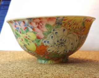 Vintage Antique Chinese Mille Fleur Porcelain Guangxu Rice Bowl Tea Bowl 4