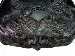 Antique 19th c.  Very Finely Carved Chinese Hardwood Dragon Box Basket Bucket 7