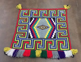 Unique Tasseled Saddle Blanket,  Native American (navajo) Textile