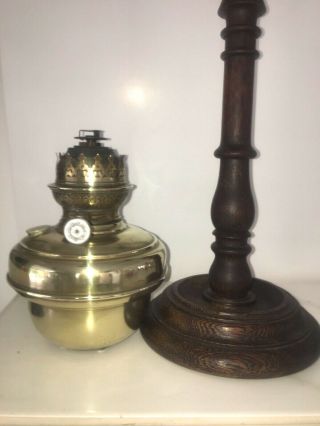 antique oak and brass centre burner kosmos oil lamp 10
