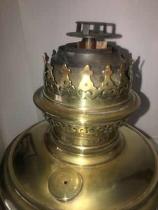 antique oak and brass centre burner kosmos oil lamp 5