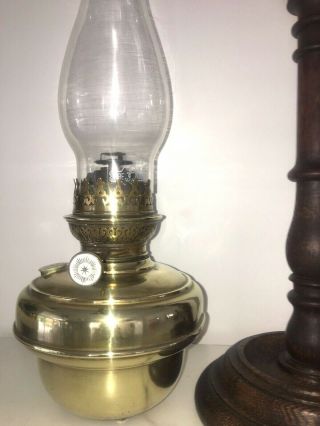 antique oak and brass centre burner kosmos oil lamp 7