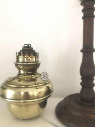 antique oak and brass centre burner kosmos oil lamp 9
