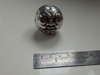 RARE ANTIQUE GORHAM STERLING MAN IN THE MOON CONDIMENT SHAKER GLASS EYES C1880 ' S 11